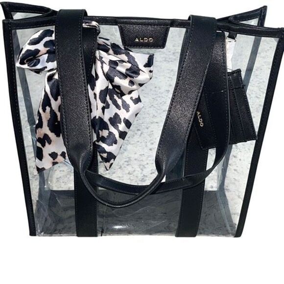 Aldo Horizon 3pc Hand Bag Set Clear Tote Top Handle Crossbody Credit Card Holder - Picture 7 of 10